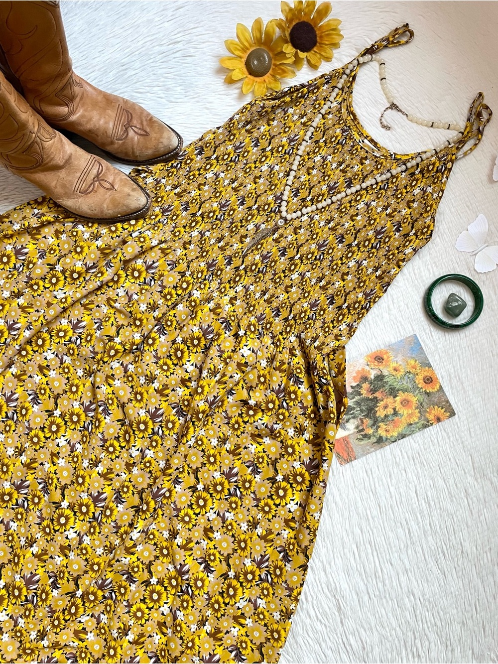 Women’s summer floral print smocked top maxi sleeveless dress